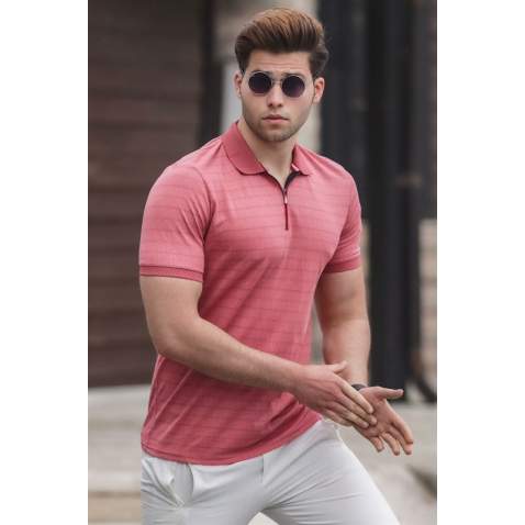 Madmext Men Dusty Rose Knitted Polo T-shirt 5117 - Gül kurusu