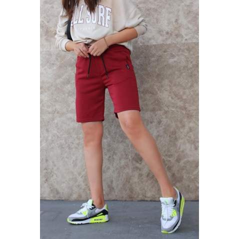 Mad Girls Maroon Capri Shorts MG1171 - Bordo