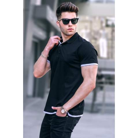 Men Basic Black Polo T-Shirt 5885 - Siyah