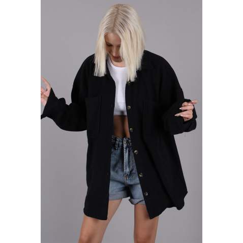 Black Oversized Overshirt MG1562 - Siyah