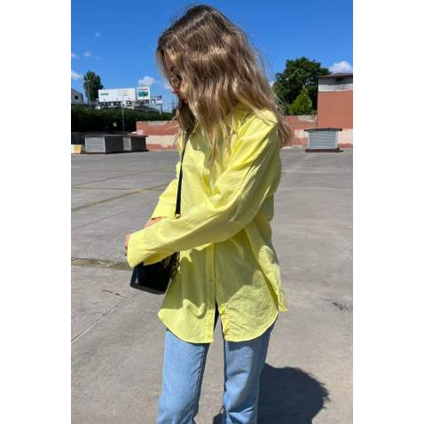 Yellow Oversize Basic Poplin Shirt MG1530 - Sarı