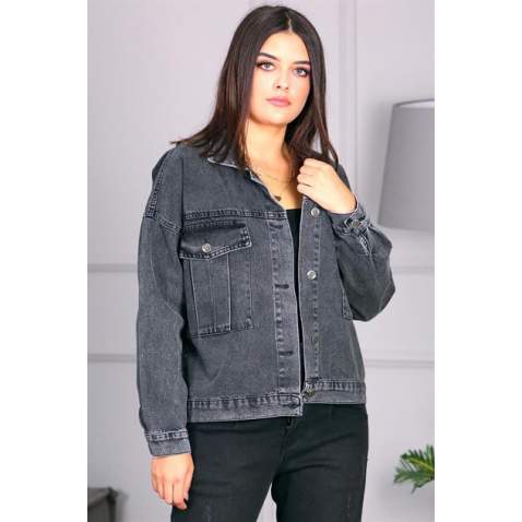 Mad Girls Black Cropped Denim Jacket MG695 - Siyah