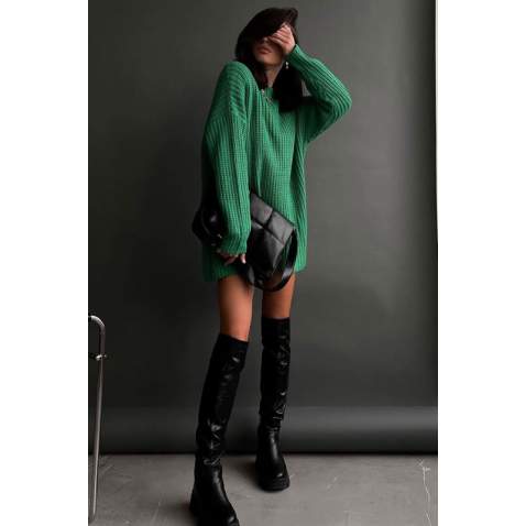 Mad Girls Oversize Green Sweater MG1344 - Yeşil