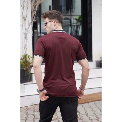 Men Maroon Basic Polo T-Shirt - Bordo