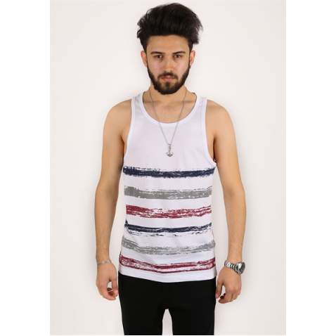 Madmext Men Printed White T-shirt 1697 - Beyaz