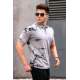 Men Designed Dye Gray Polo T-Shirt - Boyalı gri