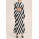 Mad Girls Striped Black Long Dress MG1443 - Siyah