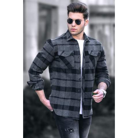 Madmext Antracite Checkered Shirt 4950 - Antrasit