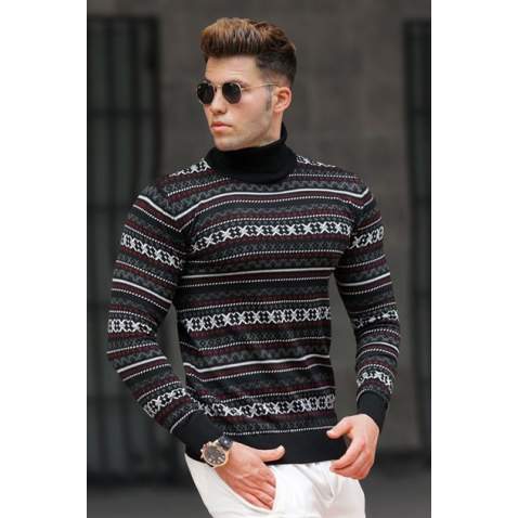 Madmext Men Turtleneck Black Knitted Sweater 5170 - Siyah