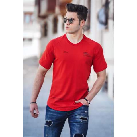 Madmext Red Printed T-shirt for Men 4632 - Kırmızı