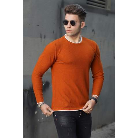 Madmext Camel Crew-Neck Men Knitwear Jumper 4637 - Camel