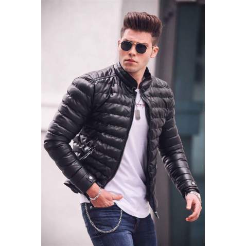 Madmext Black Leather Jacket 9098 - Siyah