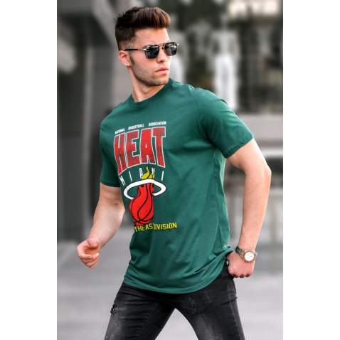 Men Printed Green Regular Fit T-Shirt 5812 - Yeşil