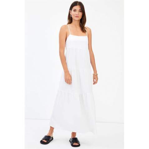 Women White Long Dress - Beyaz