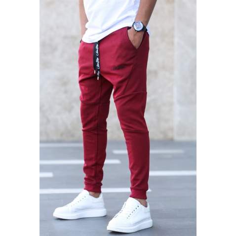 Madmext Men Printed Maroon Sweatpants 2711 - Bordo