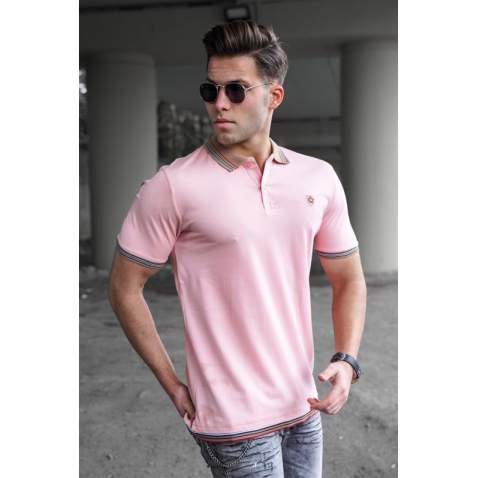 Madmext Pembe Polo Yaka Erkek Triko Tişört 5116 - Pembe