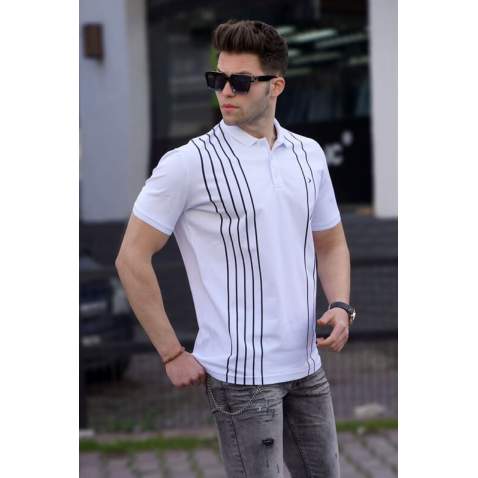 Men White Polo T-Shirt 5822 - Beyaz