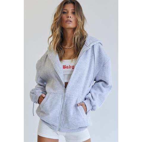 Mad Girls Gray Hoodie Sweatshirt Mg1223 - Karmelanj