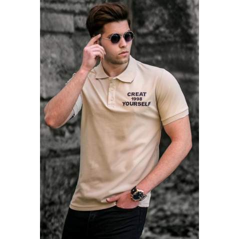 Madmext Men Beige Polo T-shirt 5247 - Bej