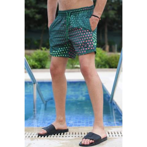 Madmext Green Patterned Swim Wear Short 2950 - Yeşil