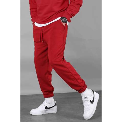 Men Maroon Basic Jogger Trousers - Bordo