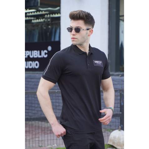 Men Black Polo T-Shirt - Siyah