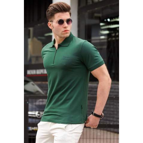 Madmext Men Knitted Seaweed Green Polo T-shirt 5248 - Yeşil