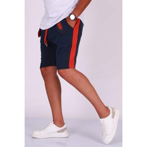 Madmext Men Navy Blue Side Striped Shorts 2919 - Lacivert