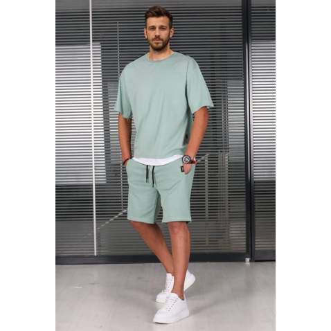 Madmext Men Almond Green T-shirt Shorts Set 5668 - Çağla yeşili