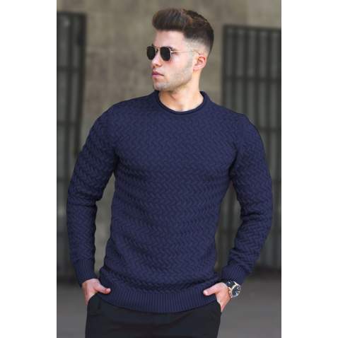 Madmext Men Navy Blue Sweater 5174 - Lacivert