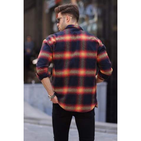 Navy Blue Regular Fit Plaid Shirt 5558 - Lacivert