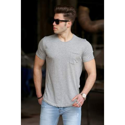 Madmext Grey Basic T-shirt for Men 4514 - Gri