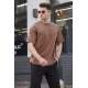 Men Printed Brown Oversize T-Shirt - Kahverengi