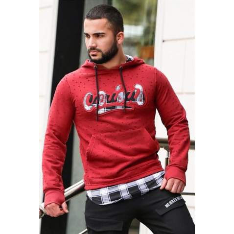 Madmext Men Maroon Hoodie Sweatshirt 2765 - Bordo