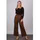 Mad Girls Striped Brown Palazzo Pants MG1332 - Kahverengi