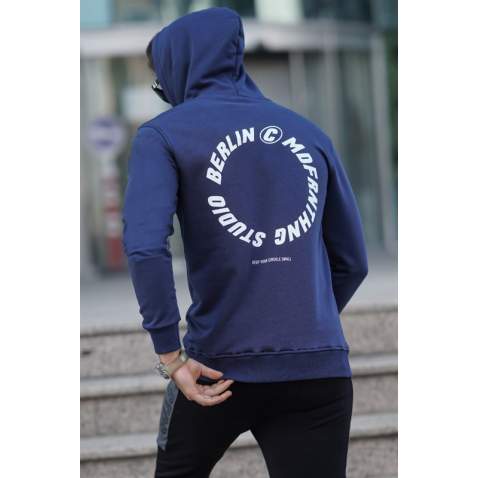 Madmext Men Printed Navy Blue Sweatshirt 5306 - Lacivert