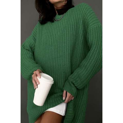 Mad Girls Oversize Green Sweater MG1344 - Yeşil