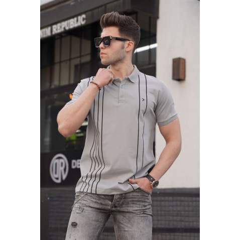 Men Dye Gray Polo T-Shirt 5822 - Boyalı gri