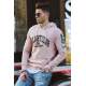 Madmext Men Soft Pink Printed Hoodie Sweatshirt 2868 - Pudra