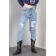 Mad Girls Blue Ripped Jeans MG1150 - Mavi