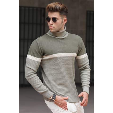 Madmext Men Khaki Turtleneck Sweater 5149 - Haki