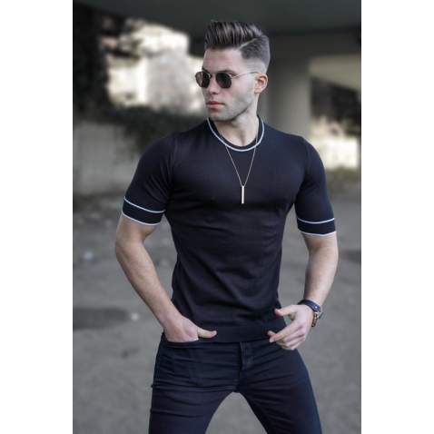 Madmext Men Knitwear Black T-shirt 5080 - Siyah