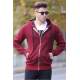 Madmext Fermuarlı Bordo Kapşonlu Sweatshirt 2256 - Bordo