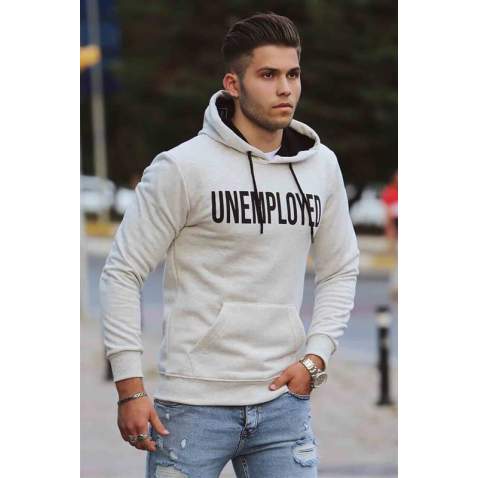 Madmext White Printed Hoodie 4393 - Beyaz