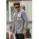 Madmext Grey Zipper Detailed Hoodie 4168 - Gri