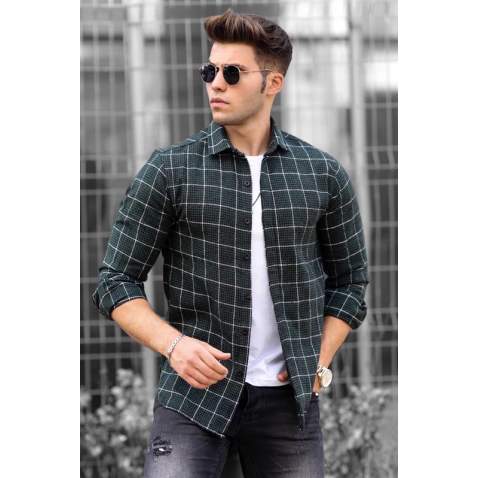 Madmext Green Checkered Men Shirt 4902 - Yeşil