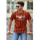 Madmext Black-Orange Striped T-shirt for Men 4003 - Turuncu