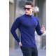 Navy Blue Mock Turtleneck Knitwear Sweater 5969 - Lacivert