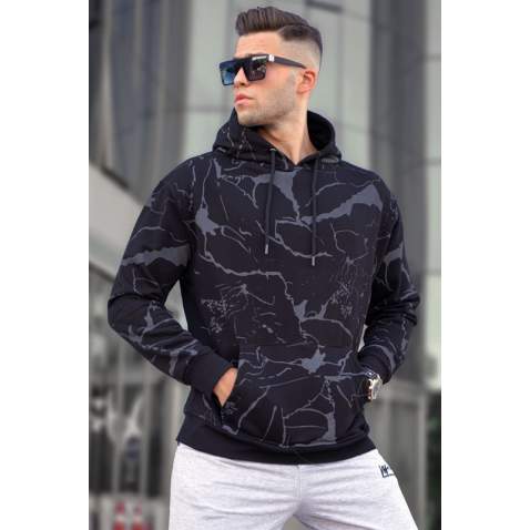 MMadmext Men Black Hoodie Sweatshirt 5324 - Siyah