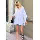 Women White Long Oversize Shirt MG1526 - Beyaz